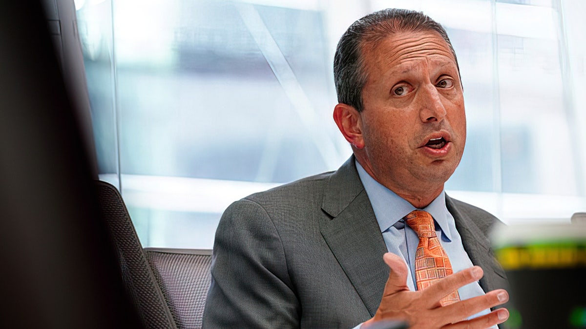 Brad Lander speaks during an interview in New York Tuesday, Oct. 19, 2021. Lander is a progressive politician and has been described as "one of the most left-leaning politicians in the city" by Politico. Photographer: Christopher Goodney/Bloomberg via Getty Images