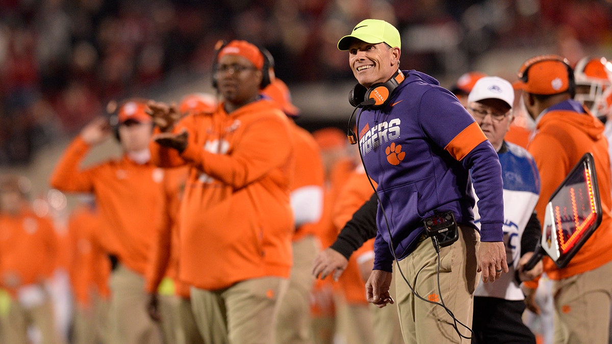 Clemson defensive coordinator Brent Venables looks on during the Tigers' game against the Louisville Cardinals on Nov. 6, 2021, in Louisville, Kentucky.