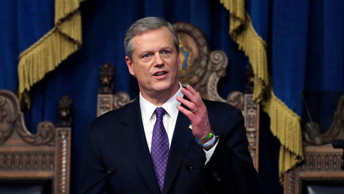 FILE — Massachusetts Gov. Charlie Baker delivers his state of the state address Tuesday, Jan. 21, 2020, in the House Chamber at the Statehouse, in Boston. Baker said Wednesday, Dec. 1, 2021 that he won't seek a third term as governor of Massachusetts. (AP Photo/Steven Senne, File)