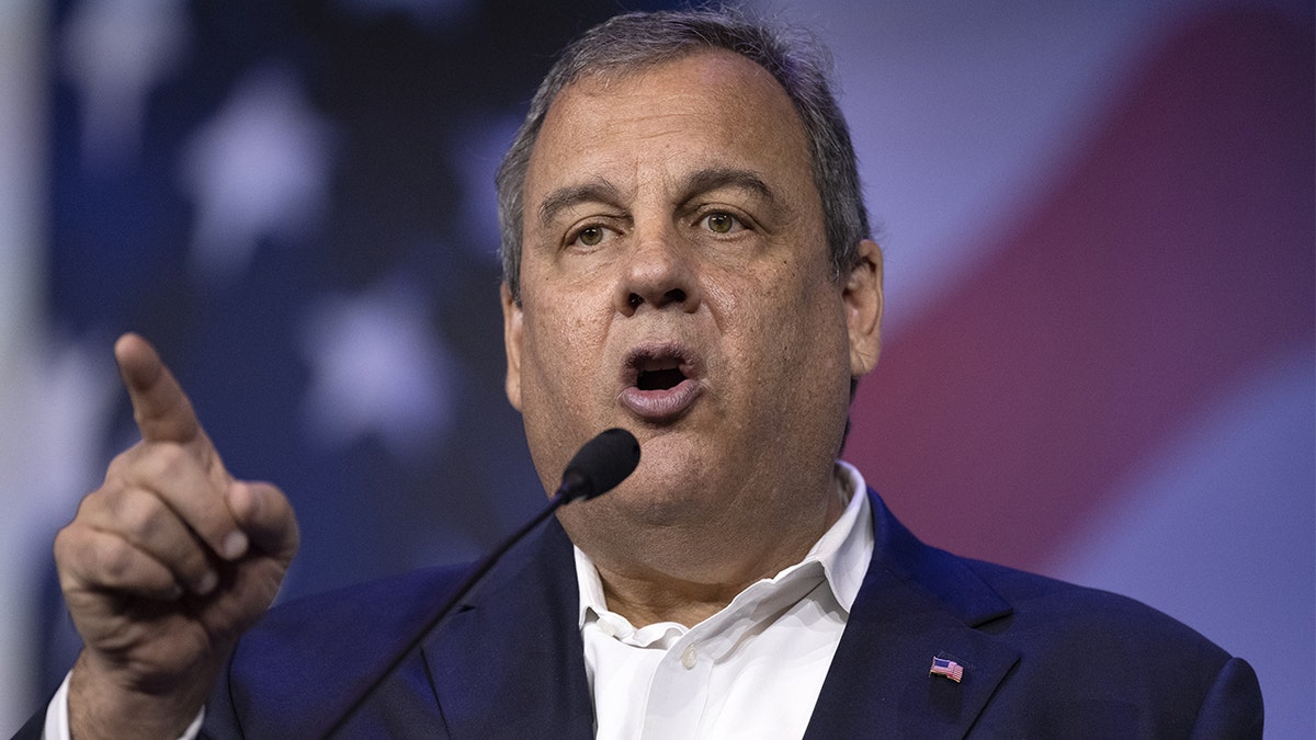 Chris Christie, former governor of New Jersey, speaks during the Republican Jewish Coalition (RJC) Annual Leadership Meeting in Las Vegas, on Nov. 6, 2021.