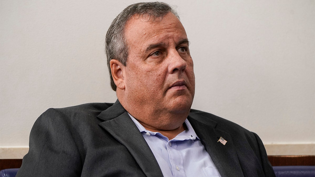Former New Jersey Gov. Chris Christie listens as President Trump speaks during a news conference in the Briefing Room of the White House on Sept. 27, 2020 in Washington. 