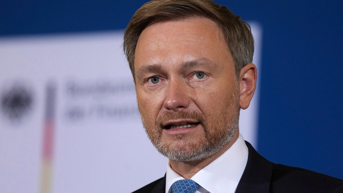 German Finance Minister Christian Lindner addresses the media during a press conference after a meeting of the stability council in Berlin, Germany, Friday, Dec. 10, 2021.
