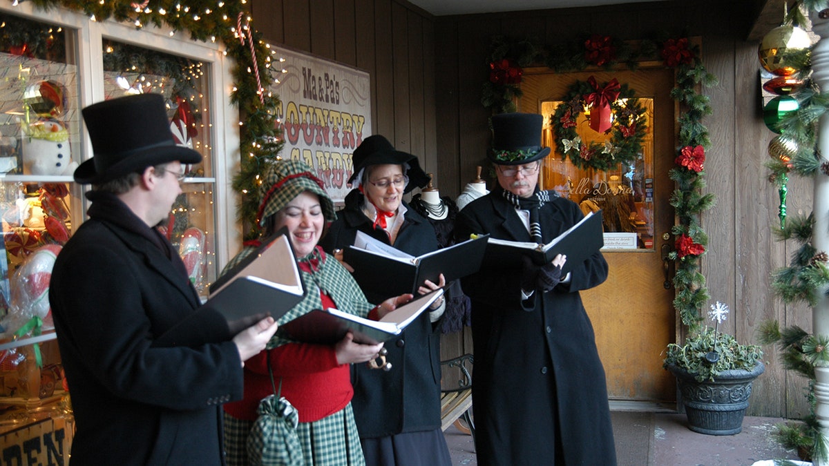 Christmas carol singers in Long Grove, Illinois