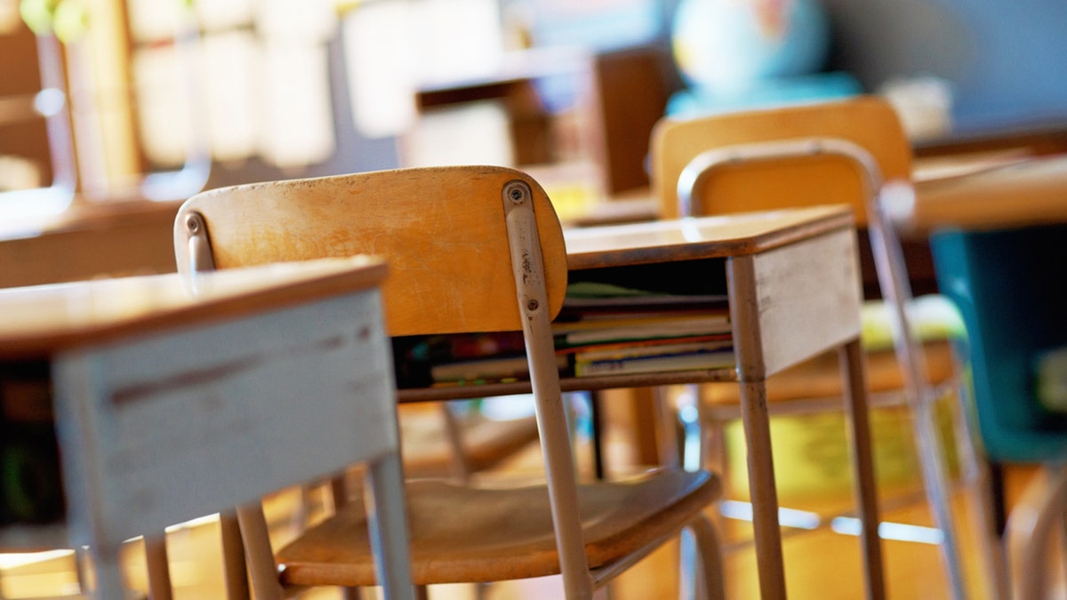 Desks in a classroom