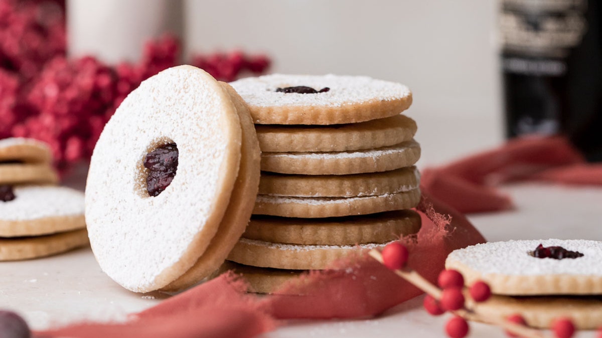 Cranberry and Port Wine Linzer Tart Cookies by Cambrea Bakes (Cambrea Gordon/Cambrea Bakes)