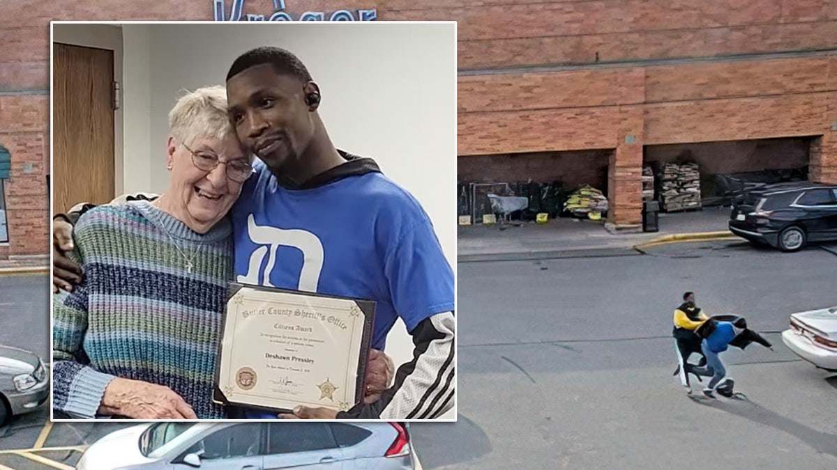 A good Samaritan in Ohio received an award Thursday after he answered an 87-year-old woman’s calls for help at a Kroger grocery store when a man snatched her purse in the checkout line earlier this month.