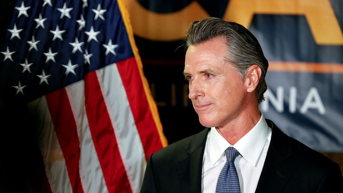 California Gov. Gavin Newsom makes an appearance after the polls close on the recall election at the California Democratic Party headquarters in Sacramento, California, Sept. 14, 2021.