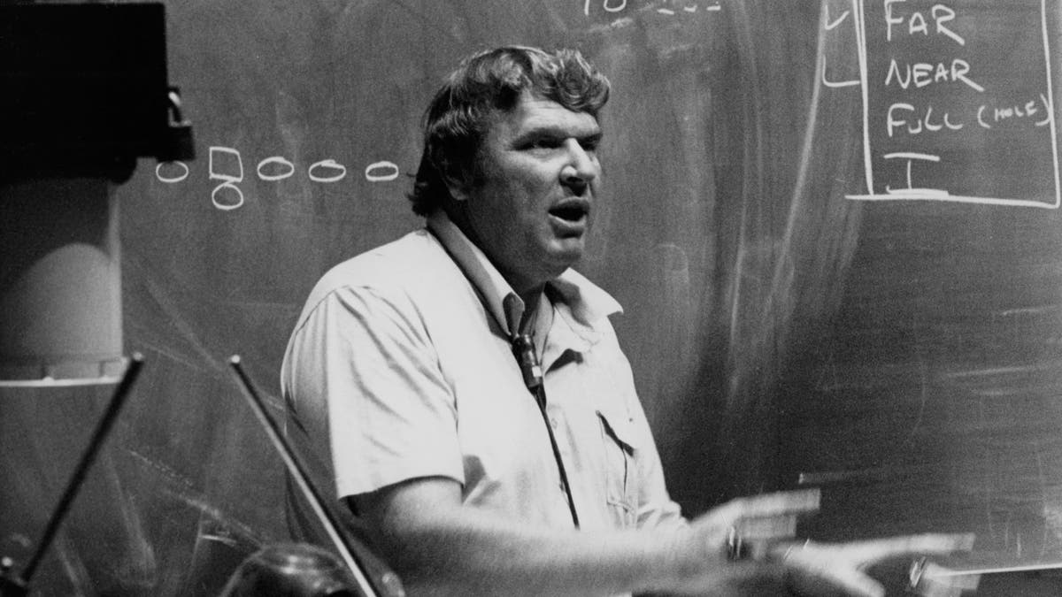 Berkeley, CA July 26, 1980 - Former NFL coach John Madden gives advice at UC Berkeley.