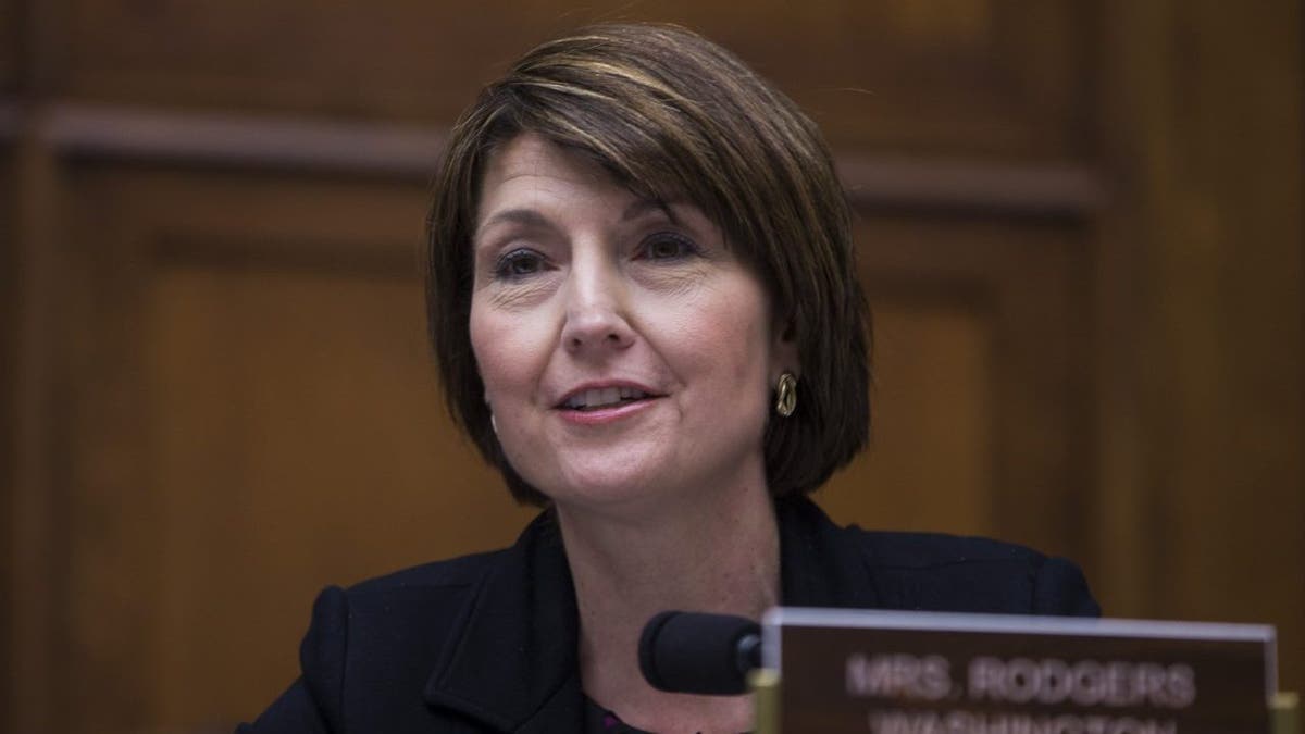 Rep. Cathy McMorris Rodgers, R-Wash., questions Gov. Jay Inslee, D-Wash., during a House Energy and Commerce Environment and Climate Change Subcommittee hearing on Capitol Hill on April 2, 2019, in Washington.