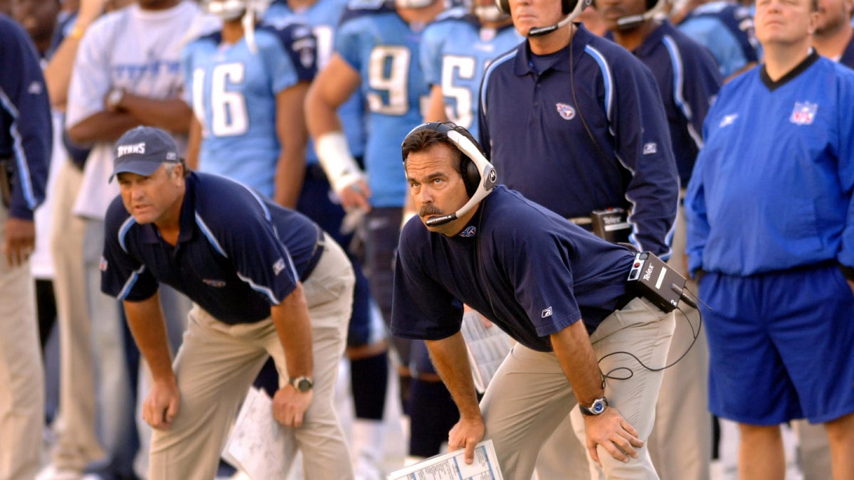 Titans head coach Jeff Fisher during second half action.  The Oakland Raiders beat the Tennessee Titans 34-25 on October 30, 2005. 