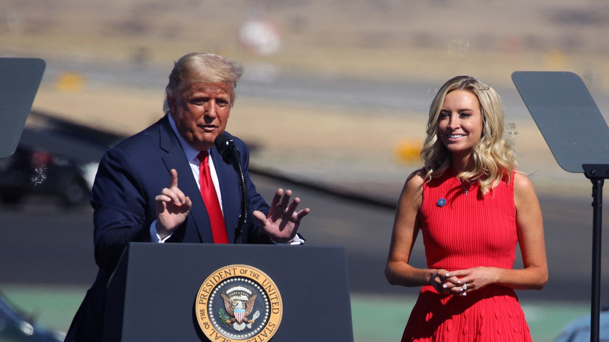 Kayleigh McEnany with former President Donald Trump during 2020 campaign against Joe Biden