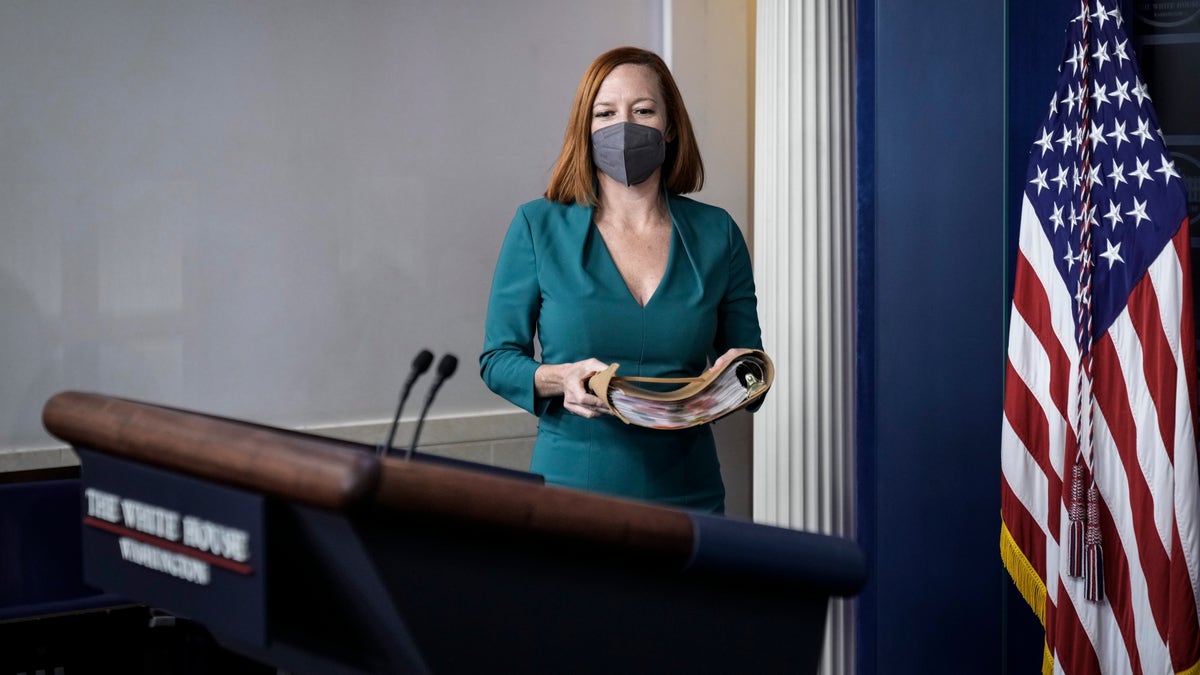 White House press secretary Jen Psaki arrives for the daily press briefing at the White House Dec. 14, 2021 in Washington. (Drew Angerer/Getty Images)