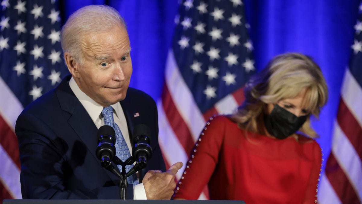 President Joe Biden with First Lady Jill Biden at Democratic National Committee holiday party