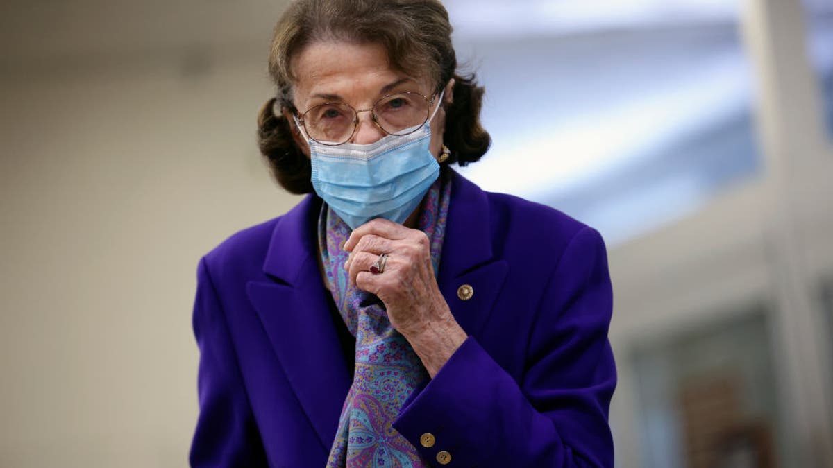 Sen. Dianne Feinstein, D-Calif., walks to the Senate Chambers at the U.S. Capitol on Sept. 29, 2021, in Washington, D.C. (