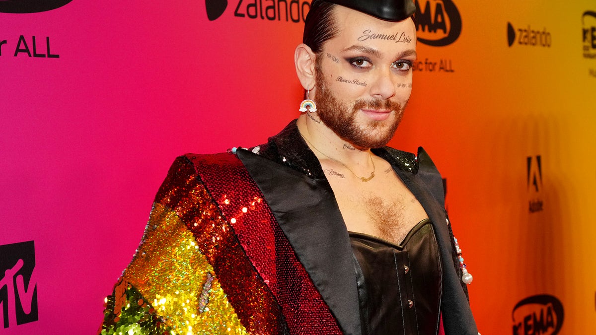 Riccardo Simonetti attends the MTV EMAs 2021 'Music for ALL' at the Papp Laszlo Budapest Sports Arena on Nov. 14, 2021 in Budapest, Hungary.