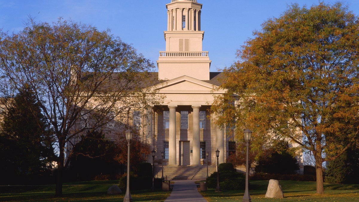 The old Iowa State Capitol, on the University of Iowa campus at Iowa City. Iowa City was the state capital until 1857.