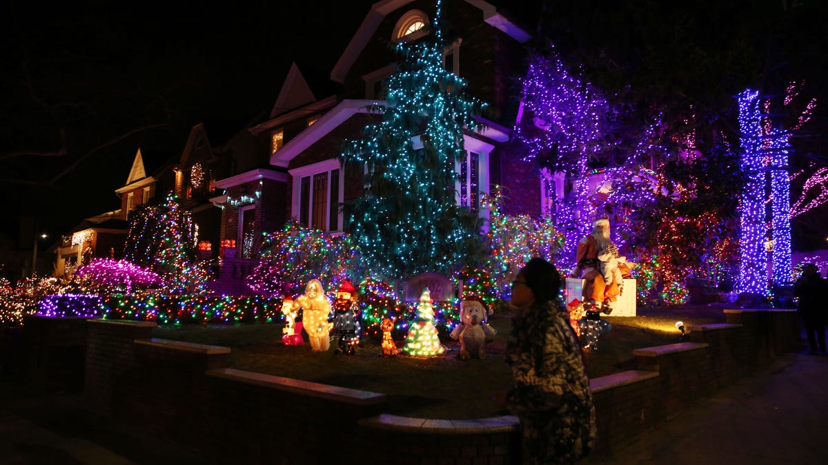 Dyker Heights Home in Brooklyn, New York with Christmas decorations
