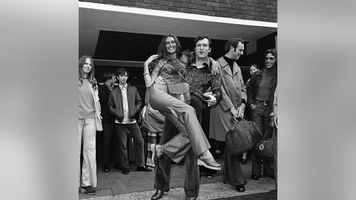 Marilyn Cole Hugh Hefner at Heathrow Airport, 1971