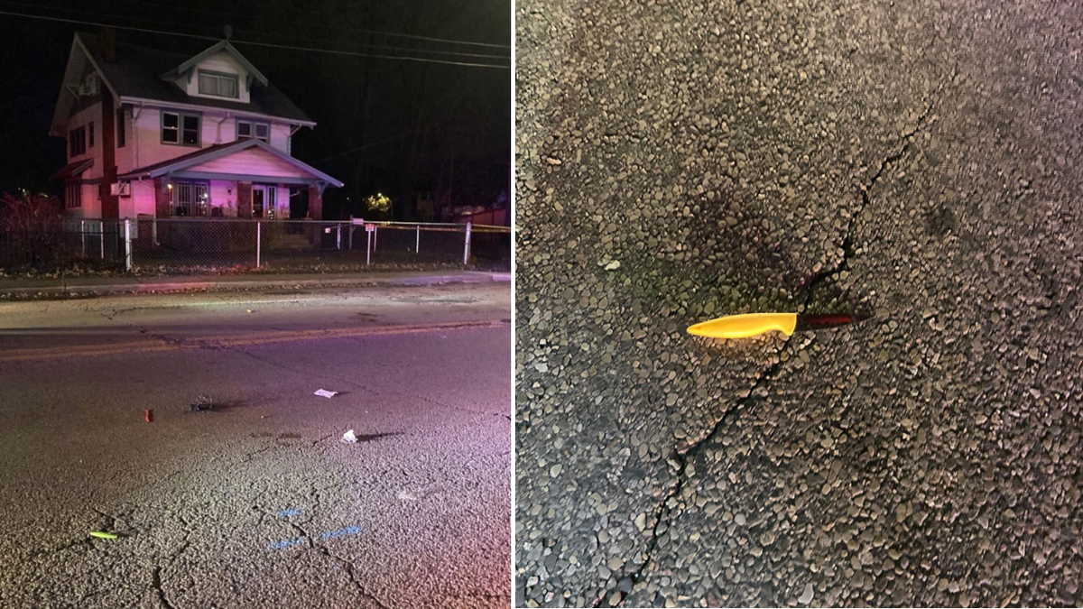 Images of knives police say they found at the scene following the attack.