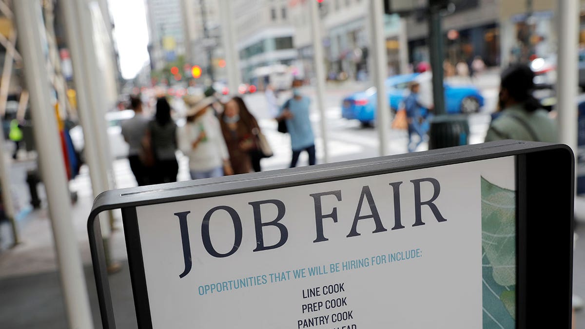 Job fair sign on 5th Avenue in Manhattan, New York City