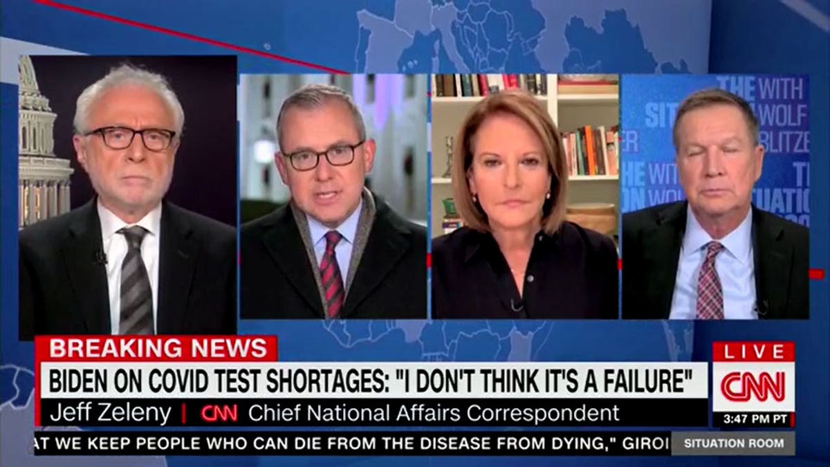 Wolf Blitzer, Jeff Zeleny, Gloria Borger and John Kasich on CNN