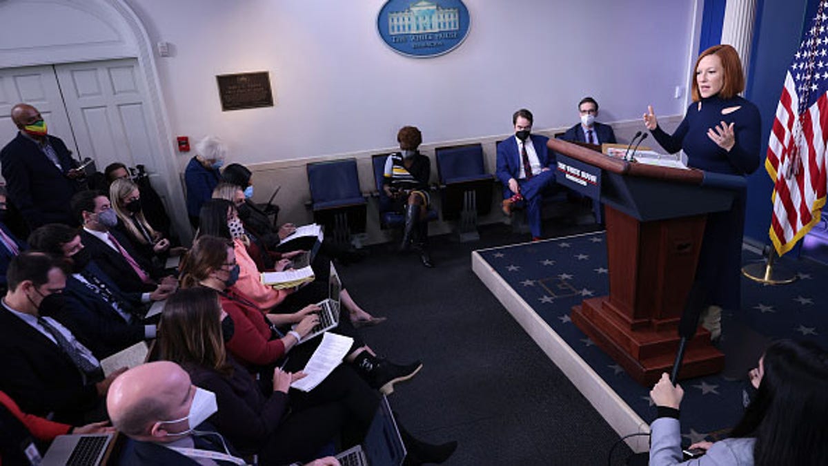 White House Press Secretary Jen Psaki speaks to reporters in the Brady Press Briefing Room at the White House on December 10, 2021 in Washington, DC.