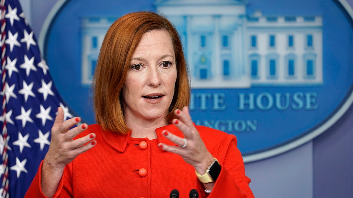 White House press secretary Jen Psaki speaks during the daily briefing at the White House in Washington, Monday, Dec. 20, 2021. (AP Photo/Susan Walsh)