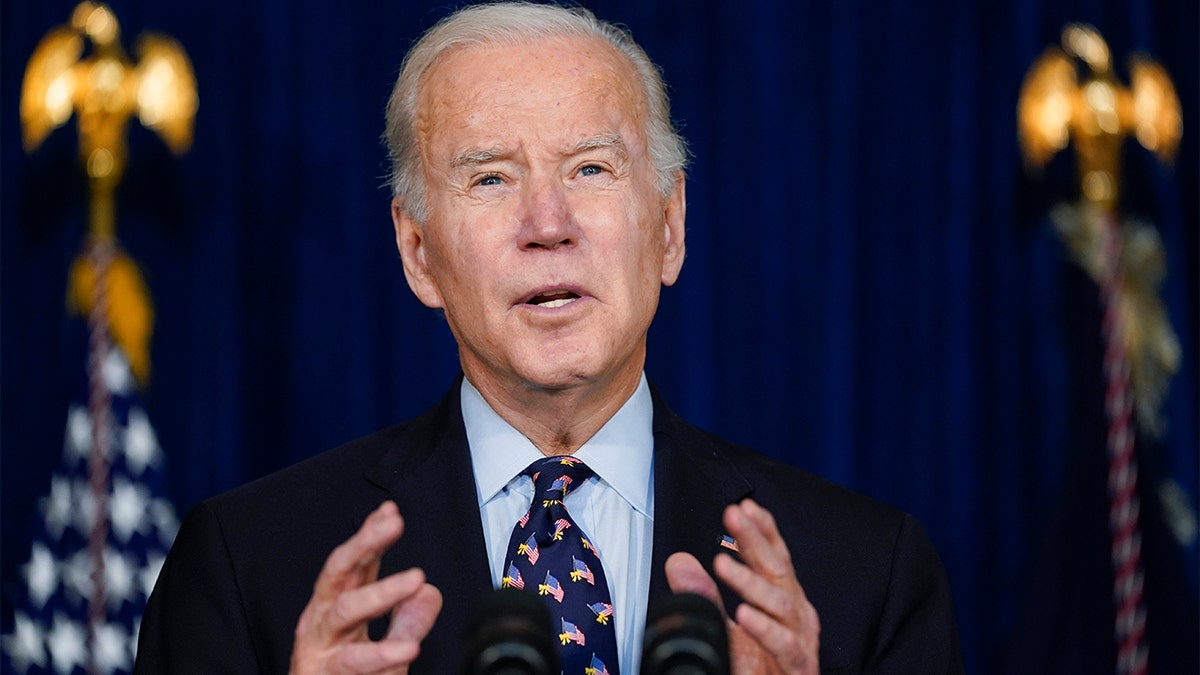 President Biden speaks at the Chase Center in Wilmington, Delaware, Saturday, Dec. 11, 2021.