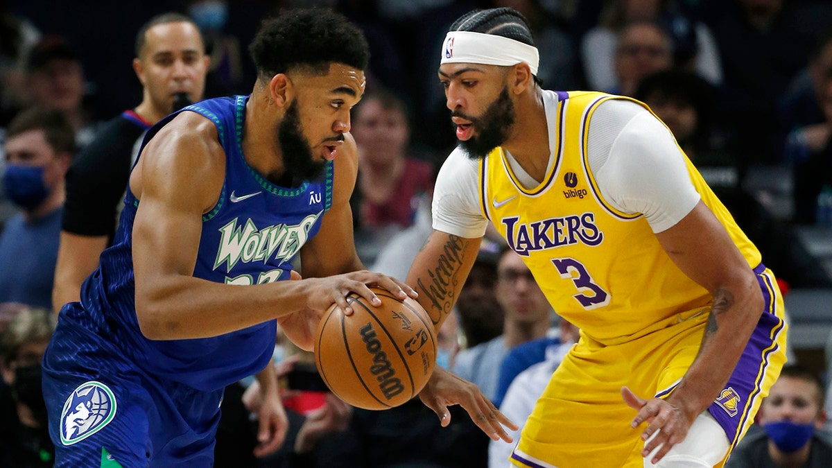 Karl-Anthony Towns plays a game against the Lakers