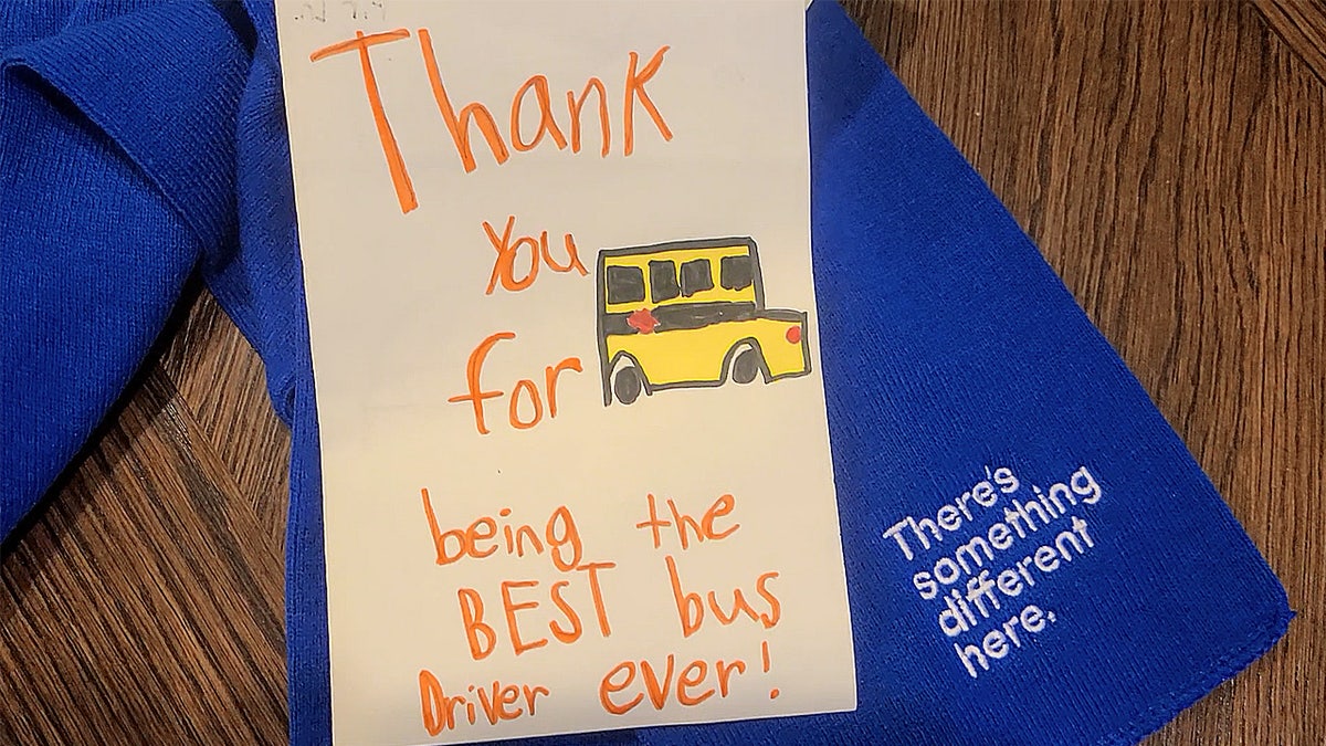 A note sent to a bus driver by a Klick Health employee's child. 