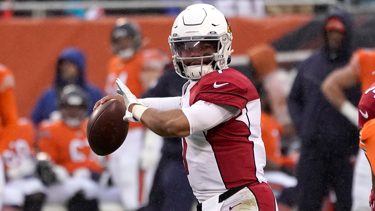 Arizona Cardinals quarterback Kyler Murray passes during the first half of an NFL football game against the Chicago Bears Sunday, Dec. 5, 2021, in Chicago.