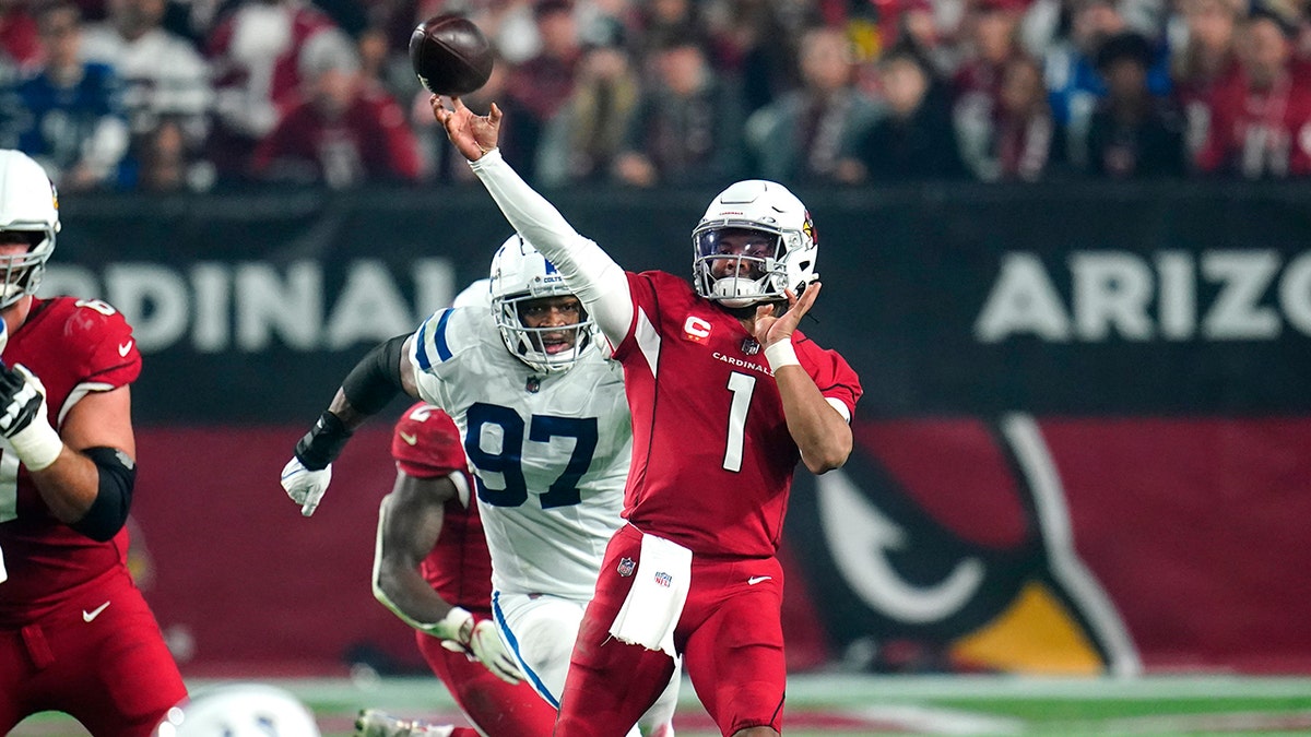 Kyler Murray throws the ball against the Colts