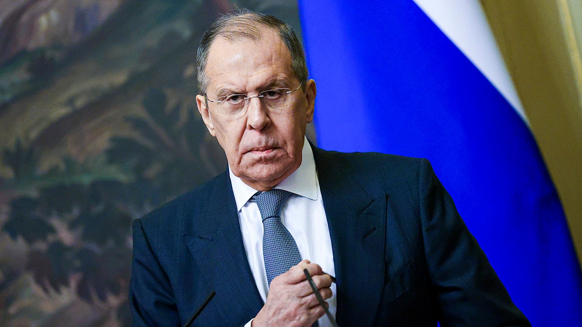 Russian Foreign Minister Sergey Lavrov pauses during his and Brazilian Foreign Minister Carlos Franca's joint news conference following their talks in Moscow, Russia, Tuesday, Nov. 30, 2021. 