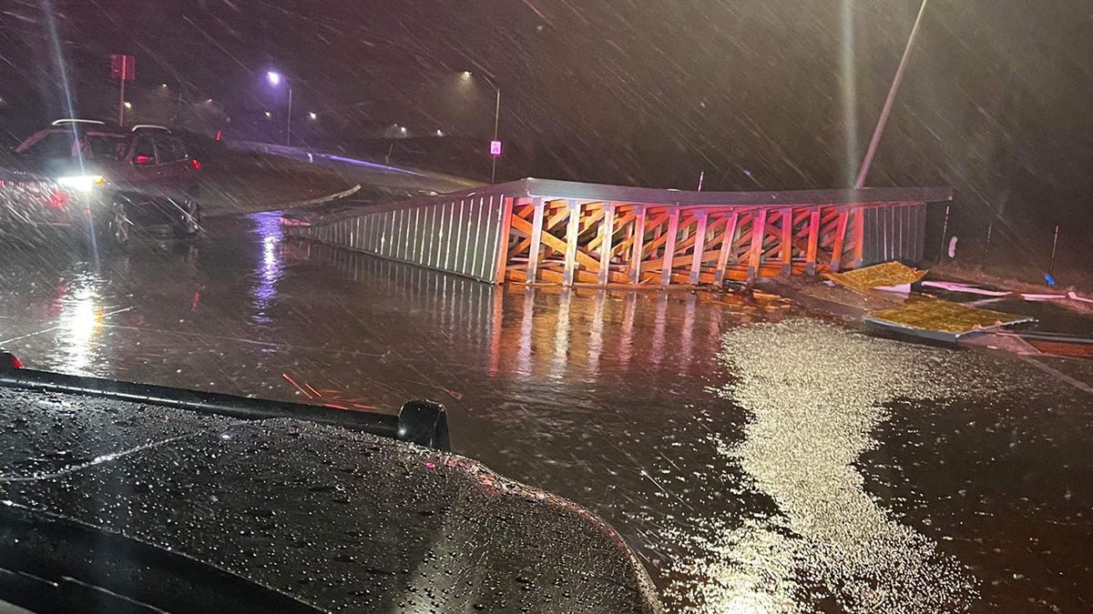 Rainwater accumulates after a storm struck Johnson, Iowa, on Wednesday.