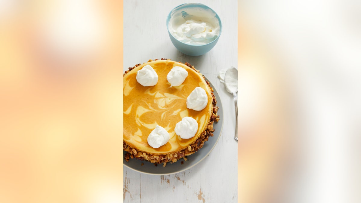 Pumpkin Swirl Cheesecake with Candied Walnuts (Tina Rupp)