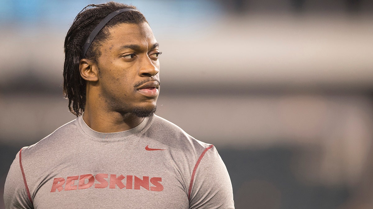 Robert Griffin III of the Washington Redskins looks on prior to the game against the Philadelphia Eagles on Dec. 26, 2015, at Lincoln Financial Field in Philadelphia, Pennsylvania.