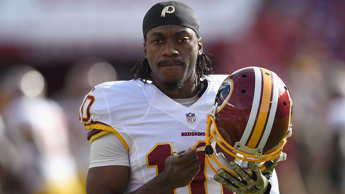 SANTA CLARA, CA - NOVEMBER 23: Robert Griffin III #10 of the Washington Redskins is seen during pregame against the San Francisco 49ers at Levi's Stadium on November 23, 2014 in Santa Clara, California.