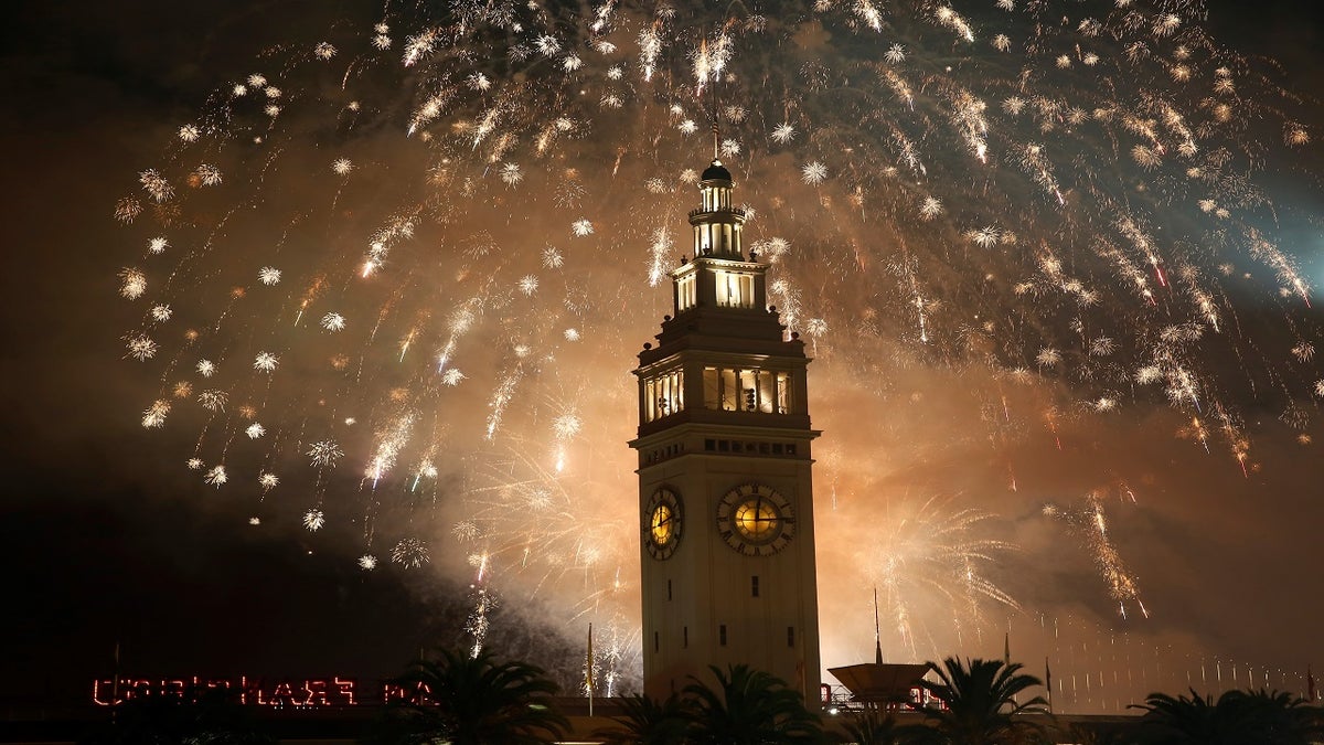 Fireworks illuminate the sky during the New Year celebrations in San Francisco in January 2018.