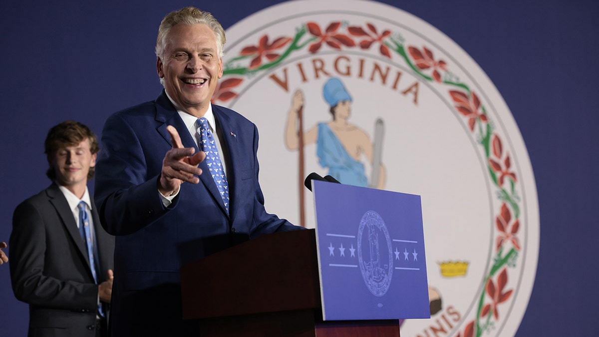 Democratic gubernatorial candidate former Virginia Gov. Terry McAuliffe speaks at his election night rally on Nov. 2, 2021 in McLean, Virginia. 