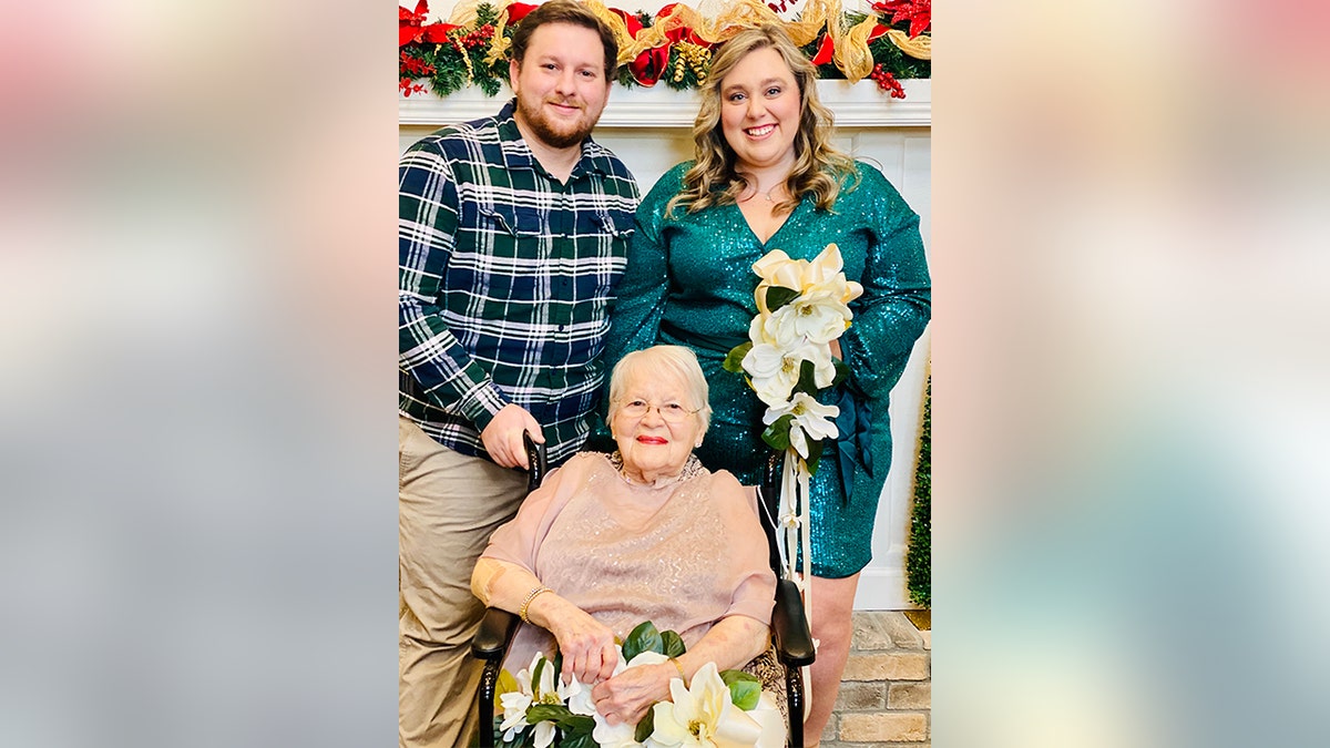 Juanita Courtney, lovingly known as Nanny, was there to witness the nuptials of Ashley and Josh Stewart which took place at The Pointe at Lifespring in Knoxville, Tennessee, on Dec. 24. A bouquet was made to replicate the flowers Courtney carried when she was married in the 1940s.