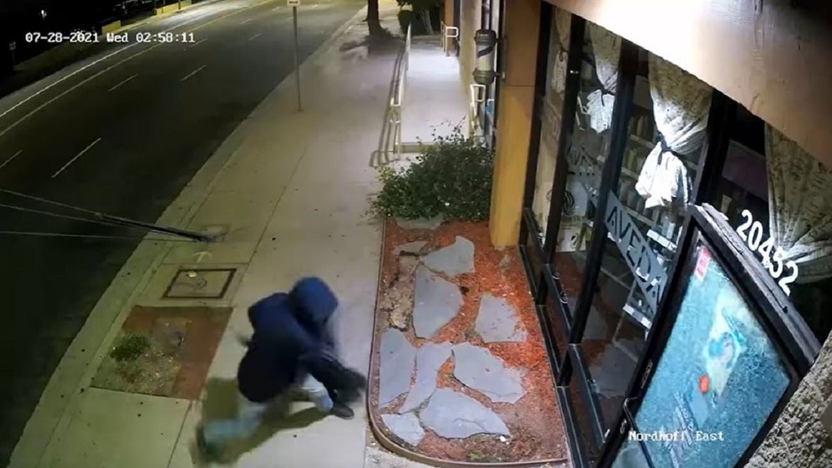 The "Two O’Clock Rock throw breaks a glass door during a burglary. 