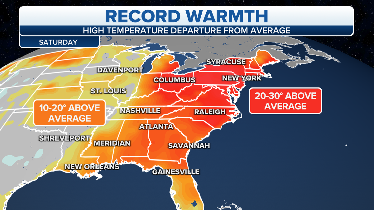Record warmth for the East