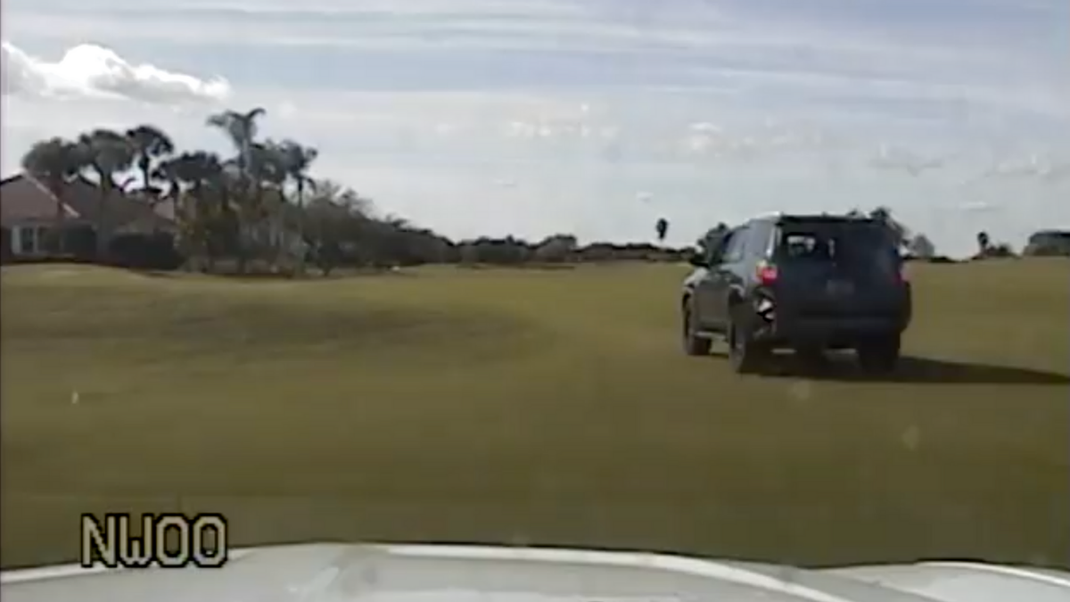 A Florida woman drove through a golf course during a police chase on Tuesday. (Indian River County Sheriff’s Office)
