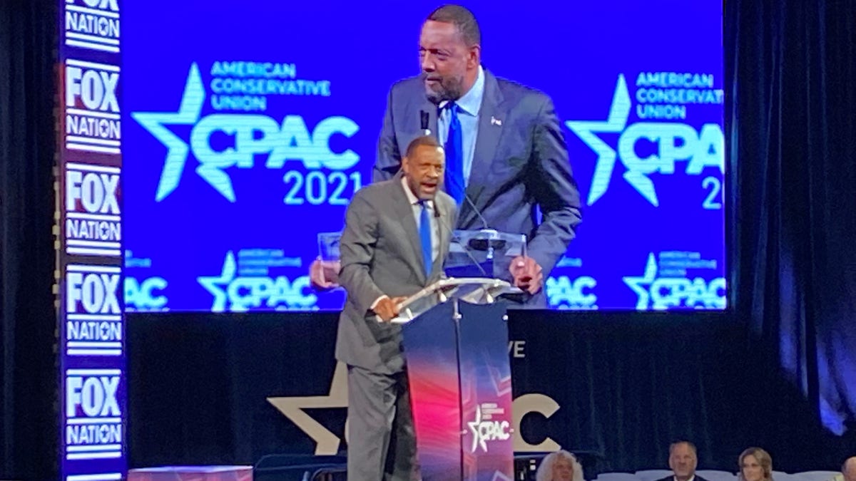 Former Georgia state lawmaker Vernon Jones, who's primary challenging GOP Gov. Brian Kemp in 2022, speaks at CPAC Dallas on July 11, 2021 in Dallas, Texas