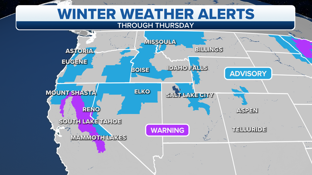 Winter weather alerts in the West