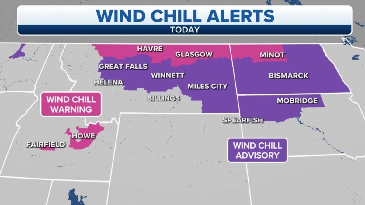 Wind chill alerts for Montana, Dakotas