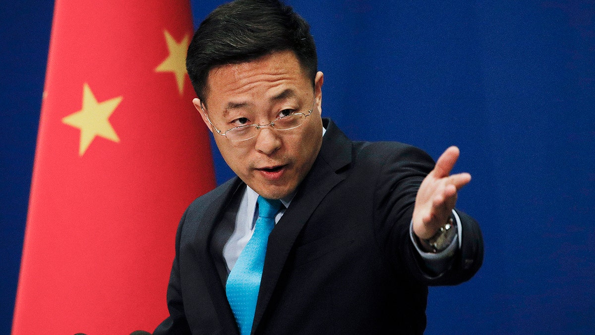 Chinese Foreign Ministry spokesperson Zhao Lijian speaks during a daily briefing Feb. 24, 2020, at the Ministry of Foreign Affairs office in Beijing.