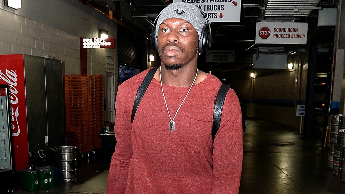 Atlanta Falcons defensive back Phillip Adams arrives for an NFL football game against the Tennessee Titans, in Nashville, Tennessee. 