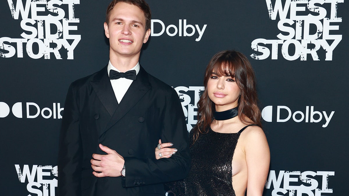 Violetta Komyshan and Ansel Elgort attend the premiere of ‘West Side Story’ in Los Angeles, California.
