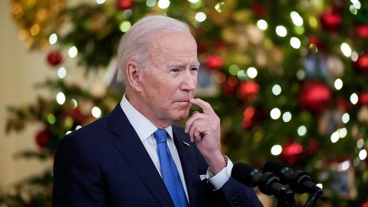 President Joe Biden in the White House during holiday season, Christmas